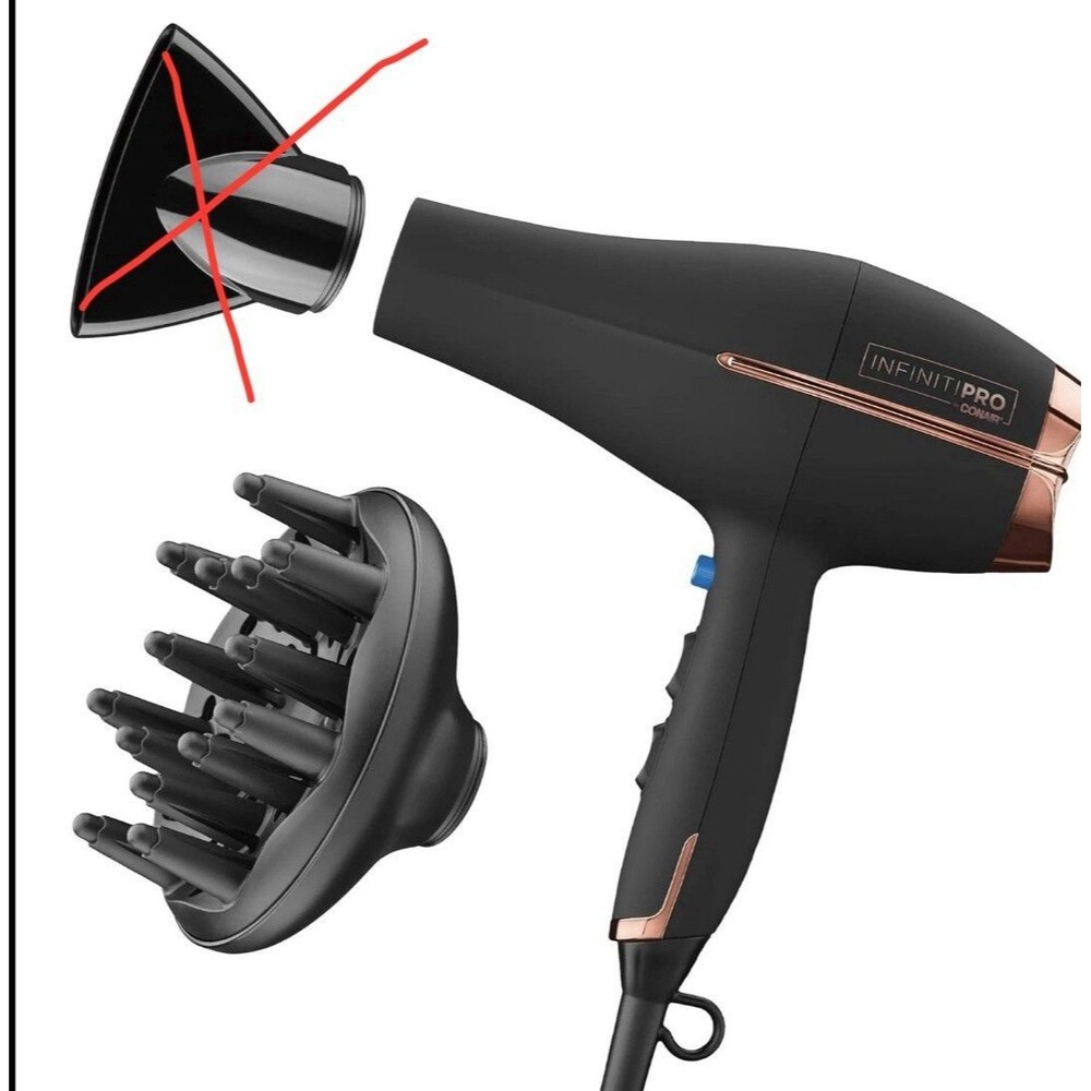 Conair InfinitiPRO Hair Dryer 1875W Blow Dryer Black Bonus Diffuser Concentrator